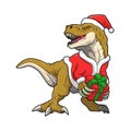 dinosaur wearing santaclause costume vector illustration design Royalty Free Stock Photo