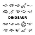 Dinosaur Wild Animal Collection Icons Set Vector