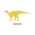 Dinosaur yellow Hadrosaurus. Isolated vector hand drawn