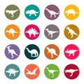 Dinosaurs circle colourful vector icon set Royalty Free Stock Photo