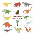 Dinosaurs collection. Vector hand drawn colorful set Royalty Free Stock Photo
