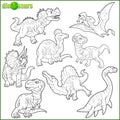 Dinosaurs, coloring book, set of cartoon images