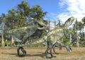 Dinosaurs 3d illustration against the background of the Mesozoic Forest Royalty Free Stock Photo