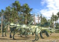 Dinosaurs 3d illustration against the background of the Mesozoic Forest Royalty Free Stock Photo
