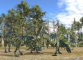 Dinosaurs 3d illustration against the background of the Mesozoic Forest Royalty Free Stock Photo