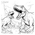 Dinosaurs Fighting Coloring Pages for Kids Royalty Free Stock Photo