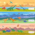 Dinosaurs Flat Horizontal Banners