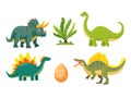 Dinosaurs. Flat vector clipart, illustration Royalty Free Stock Photo