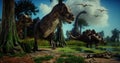 Dinosaurs in the forest Royalty Free Stock Photo