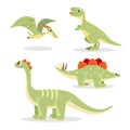 Dinosaurs collection of funny icons on vector illustration Royalty Free Stock Photo