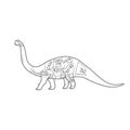 Dinosaurs illustration with cut scheme on white background. Vector