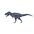 Dinosaurs illustration with cut scheme on white background. Vector