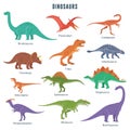 Set of Dinosaurs Royalty Free Stock Photo