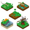 Dinosaurs Isometric Compositions