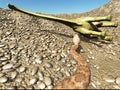 Dinosaurs Jurassic prehistoric scene dinosaur fighting with snake 3d rendering