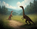 Dinosaurs in nature Royalty Free Stock Photo