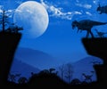Dinosaurs Night Atmosphere Royalty Free Stock Photo