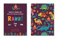 Dinosaurs party card design. vector illustration Royalty Free Stock Photo