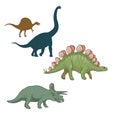Dinosaurs prehistoric ancient animals hand drawn illustration vector set Royalty Free Stock Photo