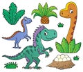 Dinosaurs and prehistoric nature theme set 1 Royalty Free Stock Photo