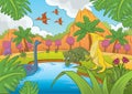 dinosaurs in prehistoric time. Vector illustration decorative design