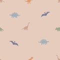 Dinosaurs Seamless Vector Pattern, silhouette Dinosaurs Kids Seamless Repeat Design, textile scrapbook Royalty Free Stock Photo