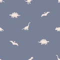 Dinosaurs Seamless Vector Pattern, silhouette Dinosaurs Kids Seamless Repeat Design, textile scrapbook Royalty Free Stock Photo
