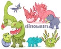 Dinosaurs set cartoon collection . Vector animals for children Royalty Free Stock Photo