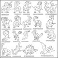 Dinosaurs, set of images, coloring book