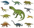 Dinosaurs set, Tyrannosaurus rex, Triceratops, Barosaurus, Diplodocus, Velociraptor, Triceratops, Stegosaurus, skeletons