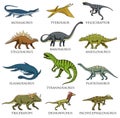 Dinosaurs set, Tyrannosaurus rex, Triceratops, Barosaurus, Diplodocus, Velociraptor, Triceratops, Stegosaurus, skeletons