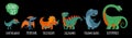 Dinosaurs set. Vector colorful flat icon isolated on white. Royalty Free Stock Photo