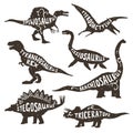 Dinosaurs Silhouettes With Lettering