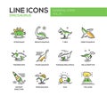 Dinosaurs species- line design icons set Royalty Free Stock Photo