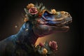 Dinosaurs t-rex vintage portrait, creative digital illustration