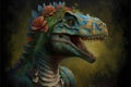 Dinosaurs t-rex vintage portrait, digital illustration artwork