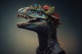 Dinosaurs t-rex vintage portrait, digital illustration painting