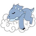 Dinosaurs taking a nap above the calm clouds, doodle icon image kawaii