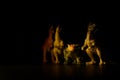 Dinosaurus toys in black background Royalty Free Stock Photo