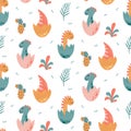 Dinosaurs vector Seamless pattern in cartoon style