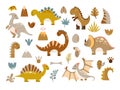 Dinosaurs vector set cartoon Cute baby dino illustration Royalty Free Stock Photo