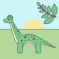 Dinosaurus cartoon style, vector art for kids