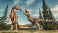 Fight between spinosaurus and t rex on the jurassic valley