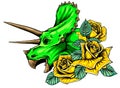 Dinosaurus triceratops head art vector illustration design