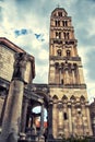 Diocletian palace ruins and cathedral bell tower, Split, Croatia Royalty Free Stock Photo