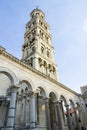 Diocletian palace ruins and cathedral bell tower, Split, Croatia Royalty Free Stock Photo