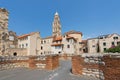 Diocletian palace in Split, Dalmatia, Croatia. View with bell tower. Historic cultural heritage Royalty Free Stock Photo
