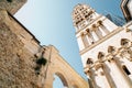 Diocletian`s Palace Saint Domnius Cathedral Bell Tower in Split, Croatia Royalty Free Stock Photo