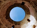 Diocletian`s palace in Split, Croatia, looking up through the veticule tower