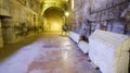 Diocletian`s Palace, underground city of Split. Croatia. Bearing walls, columns and arches under the city, Roman civilization Royalty Free Stock Photo